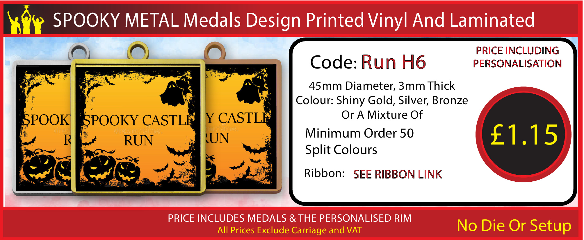 metal medal running hallween themed